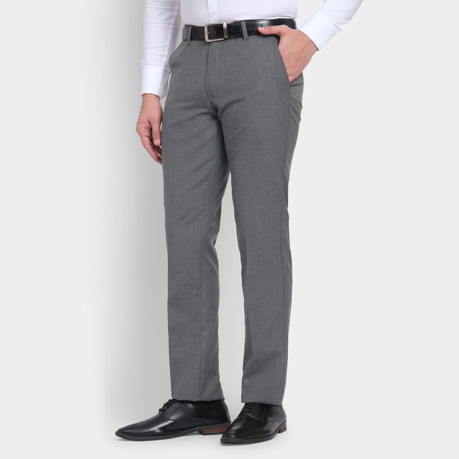 Men's Slim Fit Formal Trousers, Light Grey, large image number null