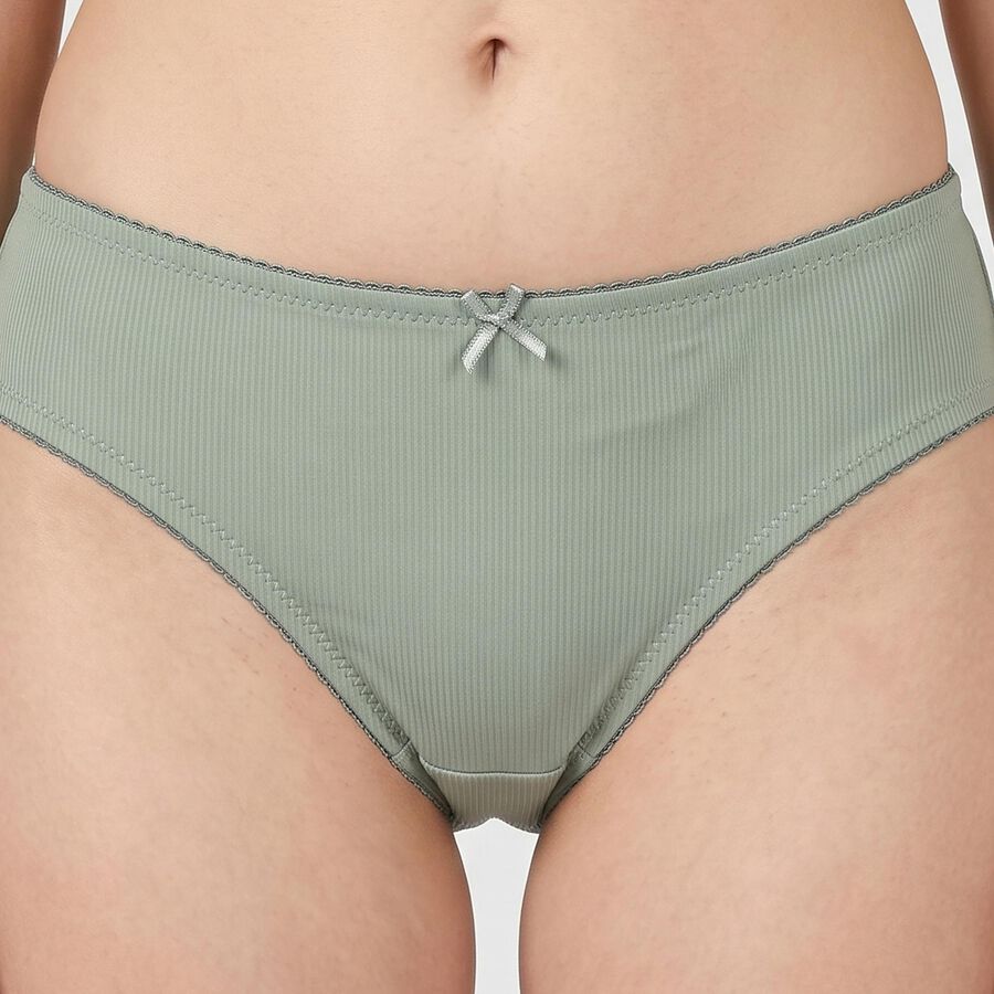 Women's Sage Green Regular Fit Ribbed Brief Panty, हल्का हरा, large