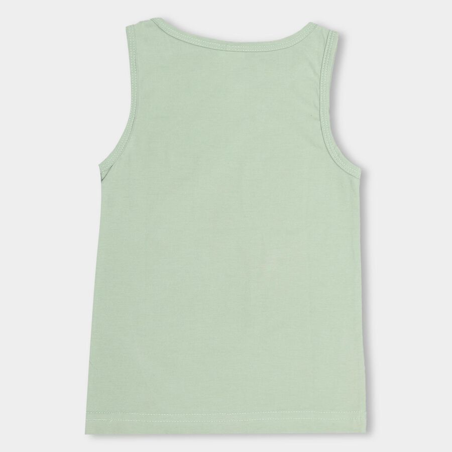 Boys' Light Sage Green Round Neck Sleeveless T-Shirt, Light Green, large image number null