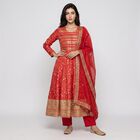 Women's Fuchsia Round Neck Embellished Ethnic Set, रानी (फ्यूशिया), small