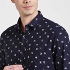 Cotton Printed Casual Shirt, Navy Blue, small image number null