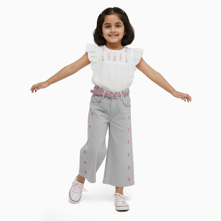 Girls' Jeans, हल्का ग्रे, large image number null