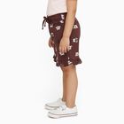 Girls' Deep Maroon Printed Ruffle Hem Cotton Shorts, Light Pink, small image number null