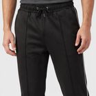 Men's Black Straight Fit Side-Striped Track Pants, Black, small