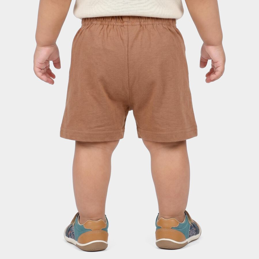 Infants' Brown Regular Fit Printed Half Pant, भूरा, large