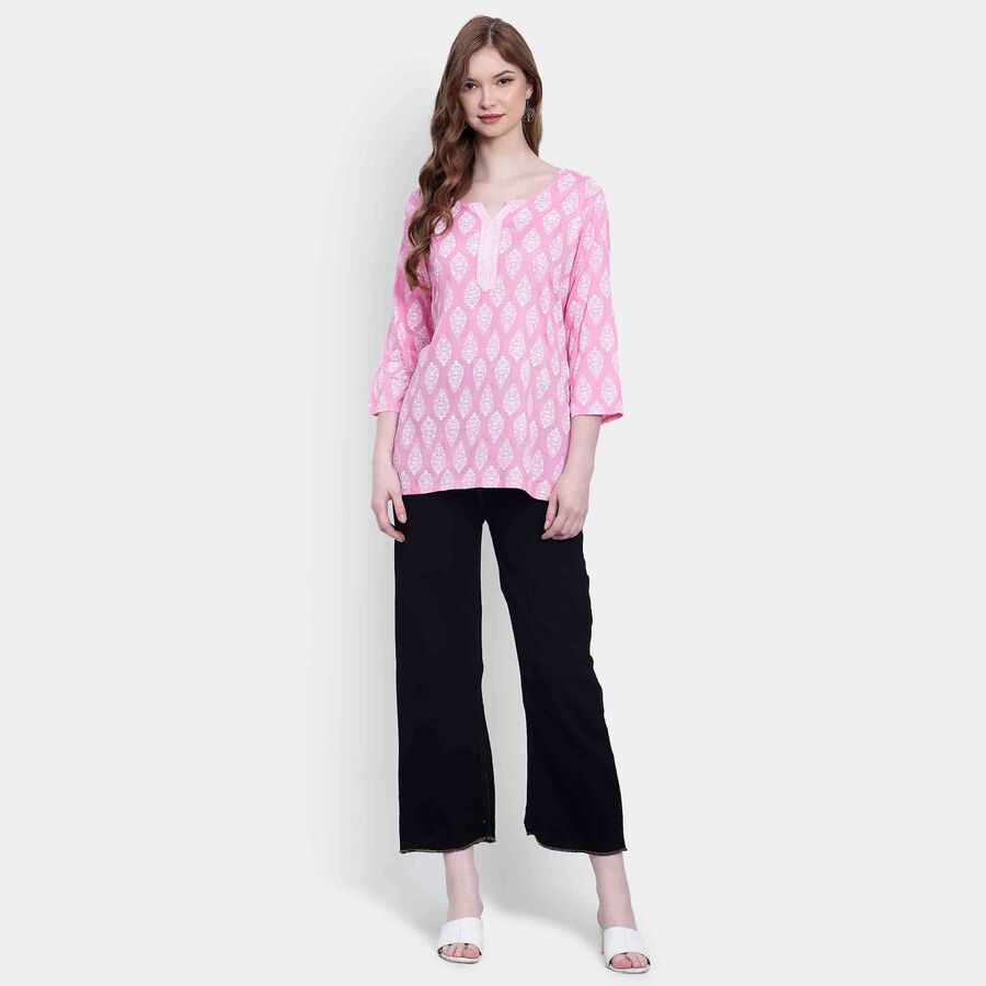 Printed Kurti, Light Pink, large image number null