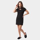 Women's Black Round Neck T-Shirt Style Nighty, काला, small