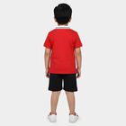Infants' Red Cotton Polo Neck Cartoon Print Baba Suit, लाल, small
