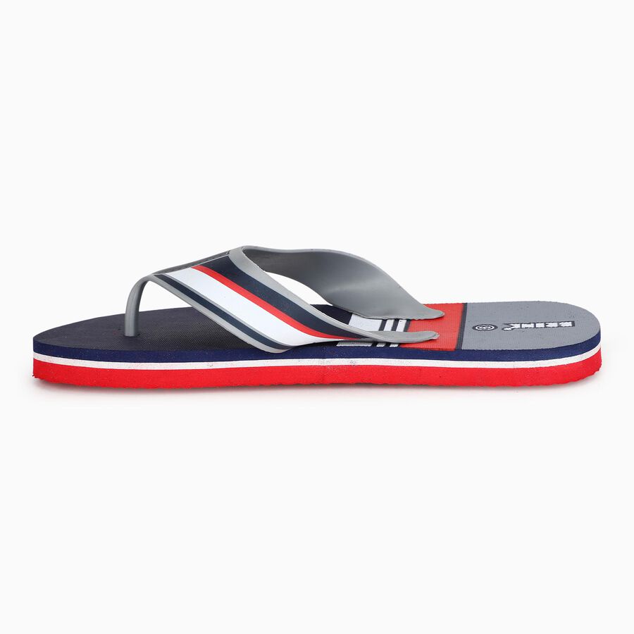 Men's Navy Blue Striped Thong Strap Flip-Flops, Navy Blue, large