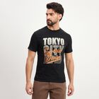 Men's Black Cotton Round Neck Classic T-Shirt, Black, small