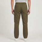 Men's Olive Green Slim Fit Cargo Trousers, Olive, small