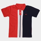 Boys Red Cotton Round Neck Casual T-Shirt, Red, small