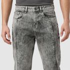 Men's Grey Straight Fit Washed Jeans, Light Grey, small
