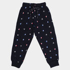 Girls' Navy Blue Heart Printed Elastic Waist Pyjama, Navy Blue, small image number null