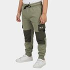 Boys' Olive Regular-Fit Panelled Cargo Pyjama, Olive, small