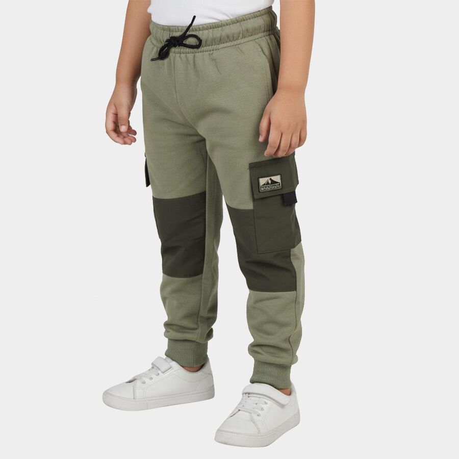 Boys' Olive Regular-Fit Panelled Cargo Pyjama, Olive, large