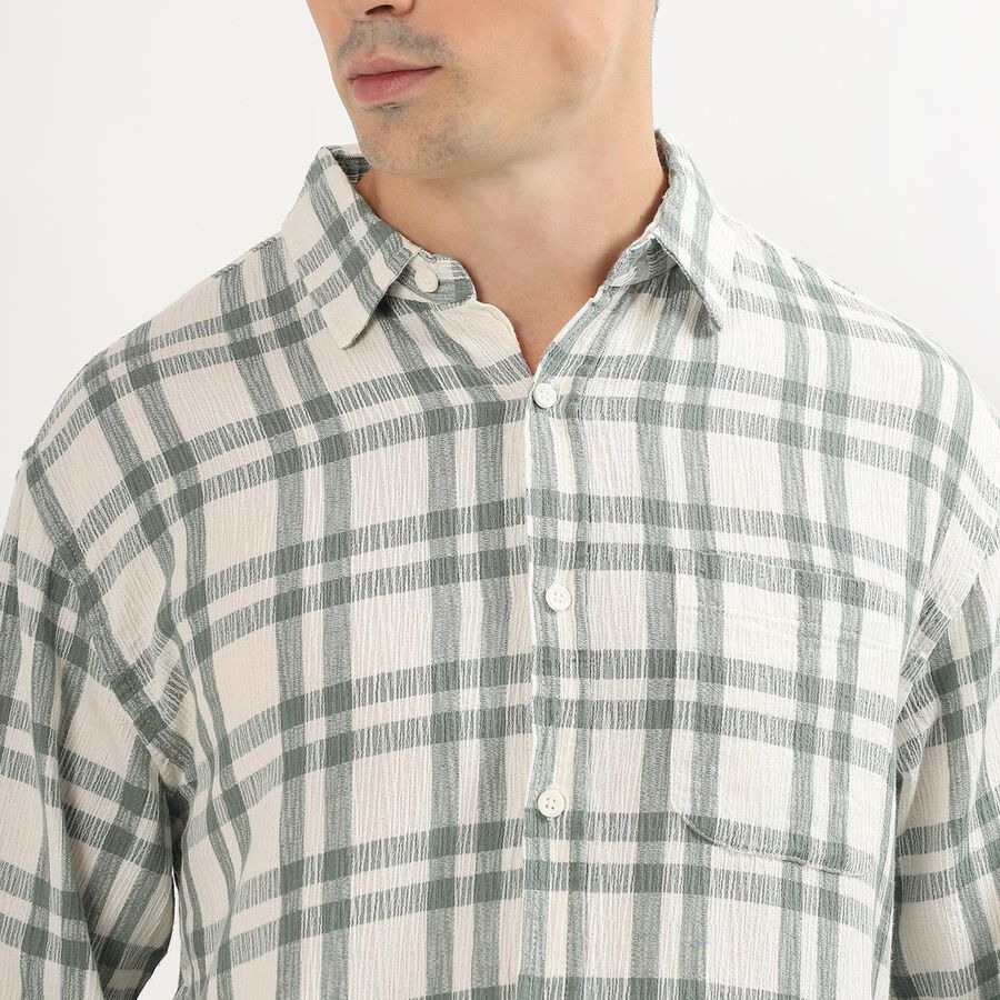 Men's Light Sage Green Cotton Classic Casual Shirt, हल्का हरा, large