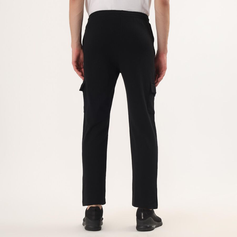 Men's Black Regular Fit Cargo Track Pants, Black, large