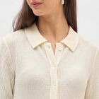 Women's White Textured Classic Shirt, White, small