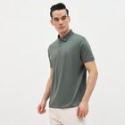 Men's Muted Sage Green Cotton Polo Collar Classic T-Shirt, Light Green, small