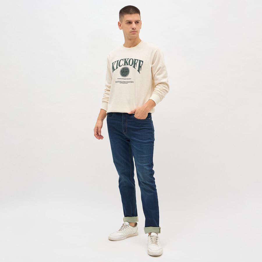Men's Off-White Crew Neck Casual Sweatshirt, Off White, large image number null