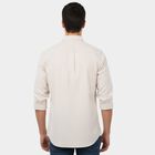 Men's Beige Cotton Classic Casual Shirt, Beige, small