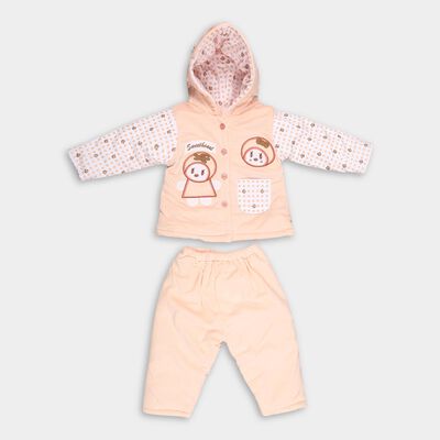 Infants Soft Peach Hooded Casual Hipster Set