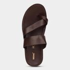 Men's Dark Chocolate Brown Slip-On Casual Sandals, Brown, small