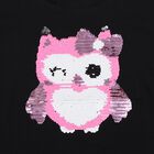 Girls Black Cotton Round Neck Casual T-Shirt, काला, small