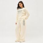 Women's Soft Cream Printed Track suit, ऑफ व्हाइट, small image number null
