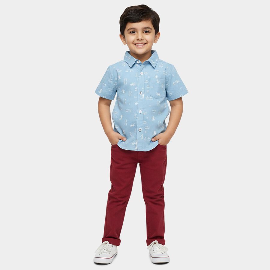 Boys' Casual Shirt, मध्यम नीला, large