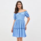 Women's Black Sleeveless A-Line Dress, हल्का नीला, small image number null