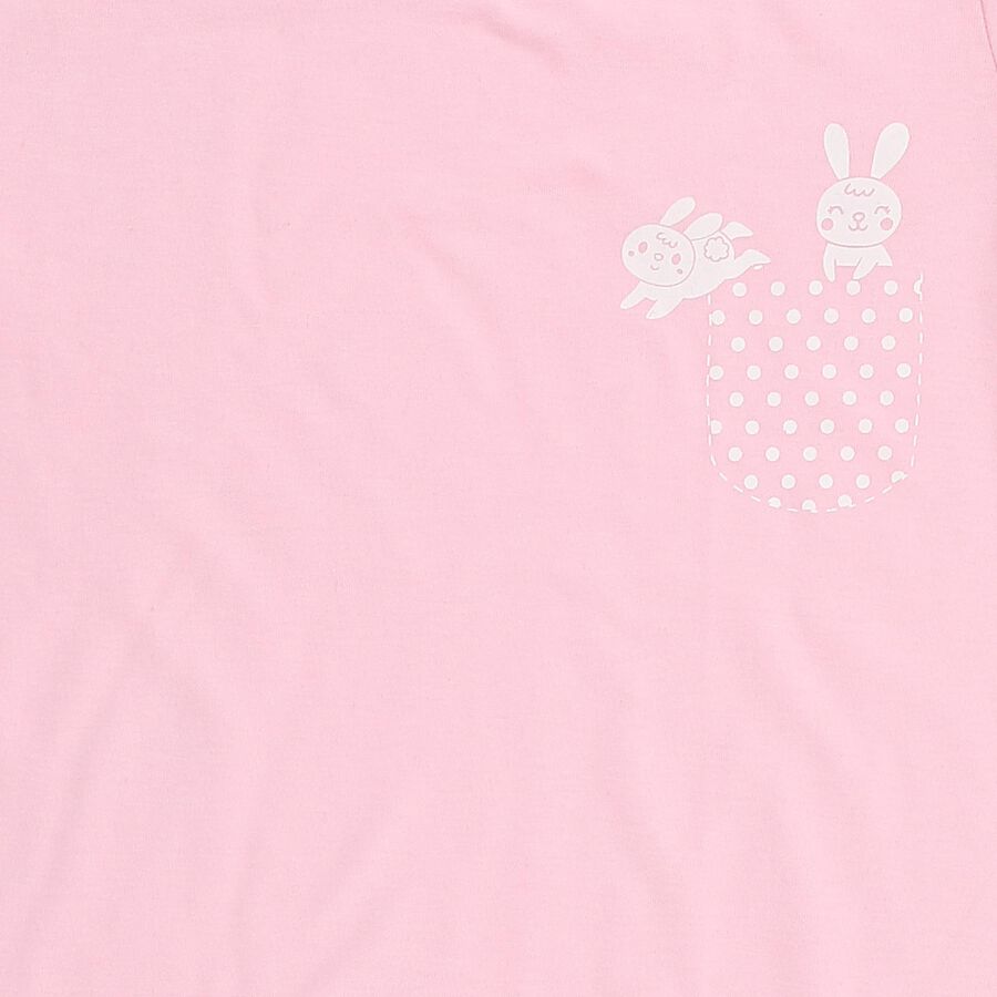 Girls Light Pink Round Neck Casual T-Shirt, हल्का गुलाबी, large image number null