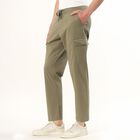Men's Muted Olive Green Slim Fit Cargo Trousers, Light Green, small