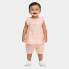 Infant Girl Peach Cotton Gingham Sleeveless Top and Bloomers Set, पीच, small image number null