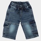 Infants Blue Relaxed Fit Cargo Jeans, मध्यम नीला, small