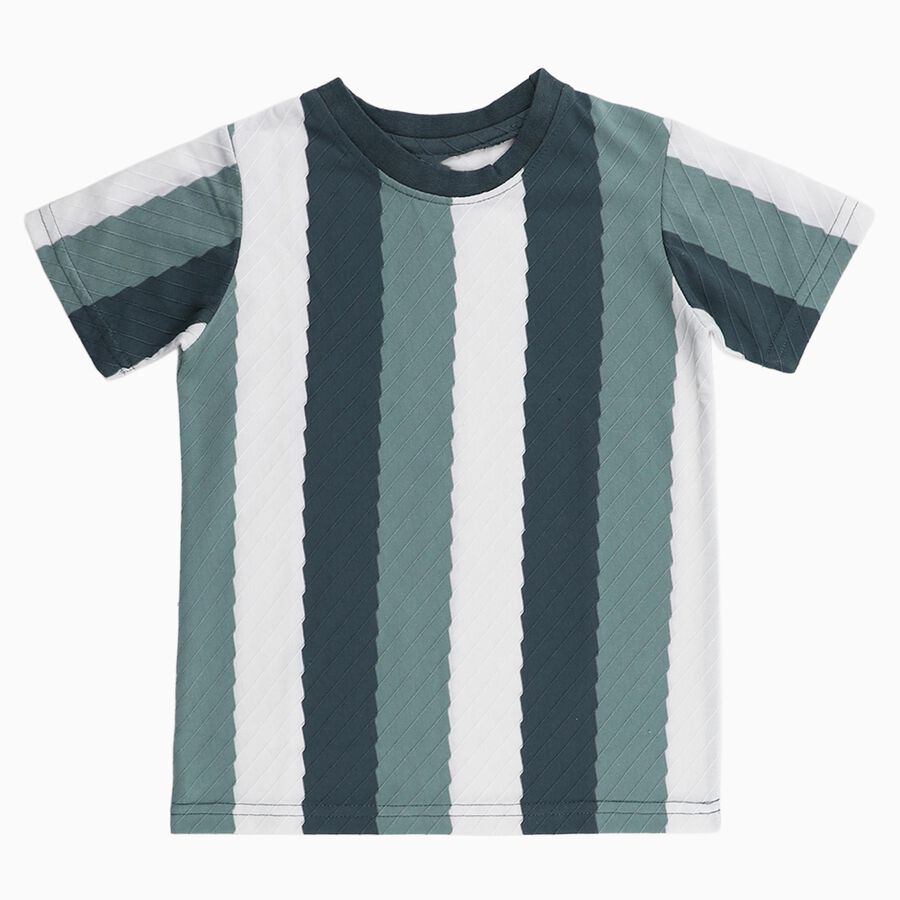 Boys Bright Royal Blue Round Neck Casual Half Sleeve T-Shirt, टील ब्लू, large