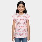 Girls Light Pink Cotton Round Neck Casual T-Shirt, हल्का गुलाबी, small