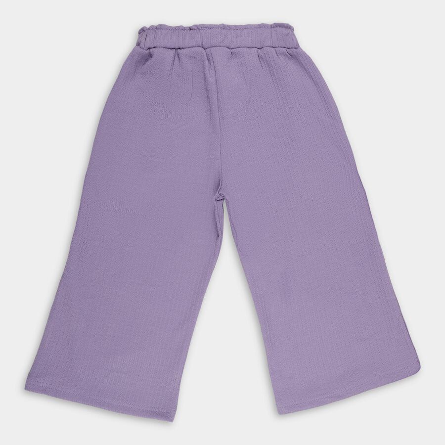 Girls' Soft Lavender Wide-Leg Elastic Waist Capri, लाइलेक, large image number null