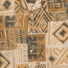 Boys Beige and Brown Cuban Collar Casual Shirt, Off White, small