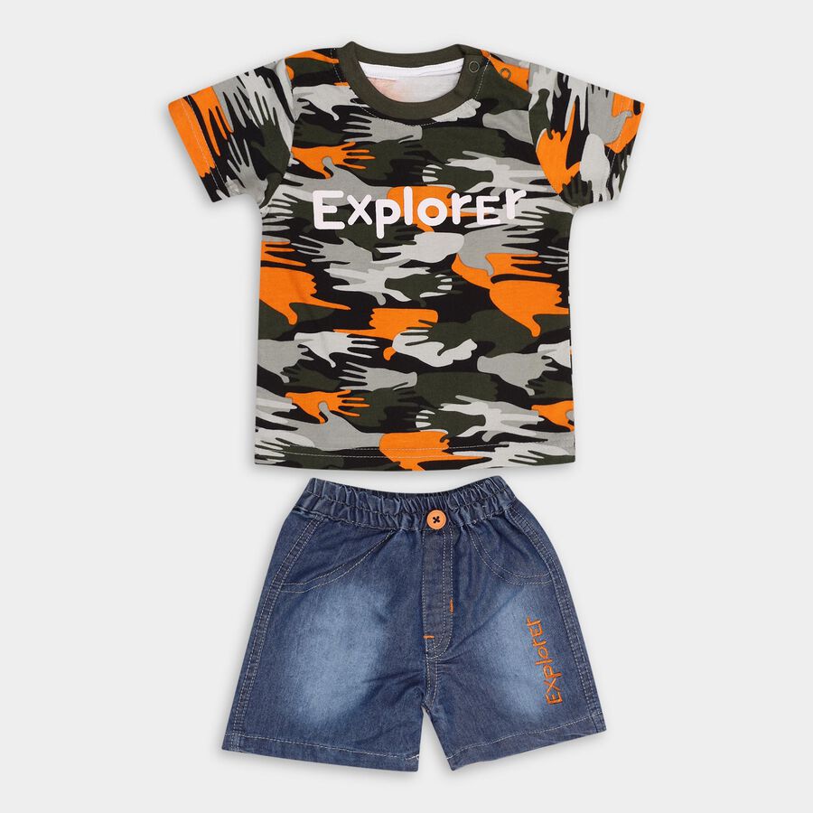 Infant Boys' 100% Cotton Baba Suit, ओलिव, large