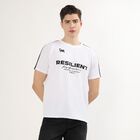 Men's White Crew Neck Graphic T-Shirt, सफ़ेद, small