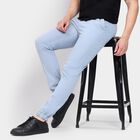 Men's 100% Cotton Slim Fit Casual Trousers, हल्का नीला, small image number null