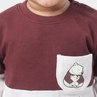 Infant's Purple and White Cotton Crew Neck Pullover Sweatshirt, बैंगनी, small