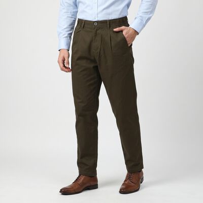 Men's Olive Green Slim Fit Chino Trousers