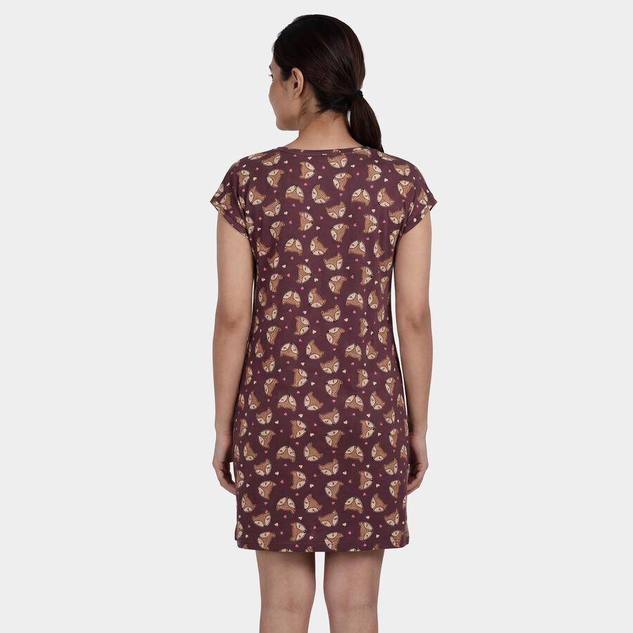 Women's Purple V-Neck Classic Nighty, Purple, large