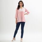Ladies' Soft Pastel Pink Cotton Notch Neck Embroidered Kurti, गुलाबी, small image number null