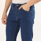 Men's Deep Indigo Slim Fit Jeans, मध्यम नीला, small