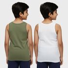Boys' Multicolour Cotton Round Neck Casual Vest, हल्का हरा, small