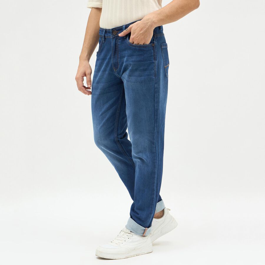 Men's Slim Fit Jeans, मध्यम नीला, large image number null